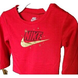 Nike Boys 18 Months T-Shirt Long Sleeve Tee Red Gold Graphic Printed Logo.